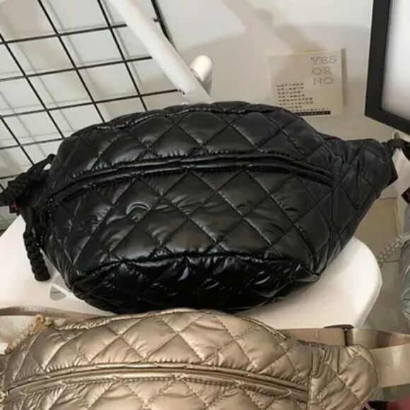 Stylish Quilted Chest Sling Travel Bag in Silver, Bronze or Black Tone - Picture 9 of 9